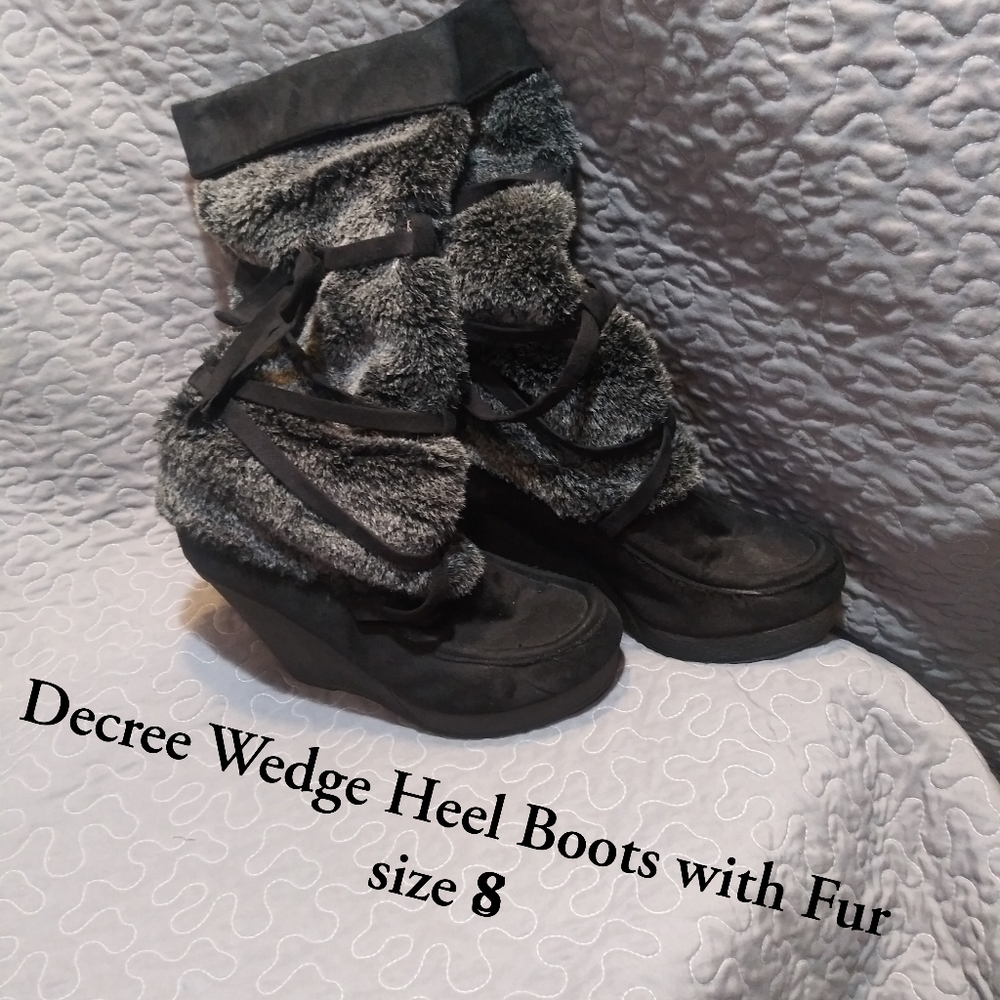 Decree Wedge heel boots with fur